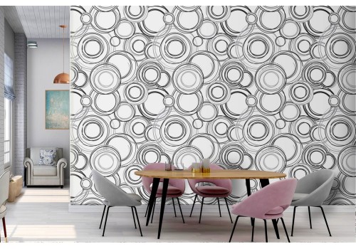 Wallpaper vintage decoration stylized geometric circles.