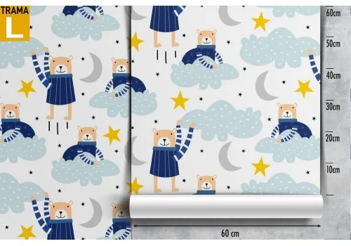 Children's wallpaper decoration with animals and stars. 2