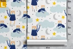 Carta da Parati bambini decorazione animali e stelle.