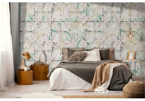 Wallpaper with vintage tile surface.