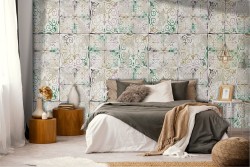Wallpaper with vintage tile surface.