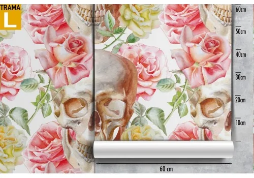 Wallpaper decoration roses and skulls. 2