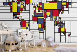 Carta da Parati Geometrica Mappe Stilizzata