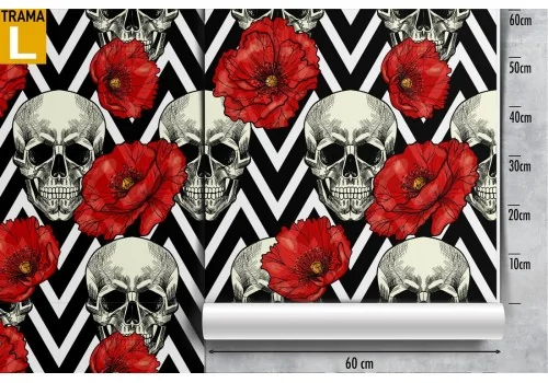 Wallpaper decoration skulls and flowers. 2