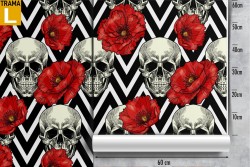 Wallpaper decoration skulls and flowers.