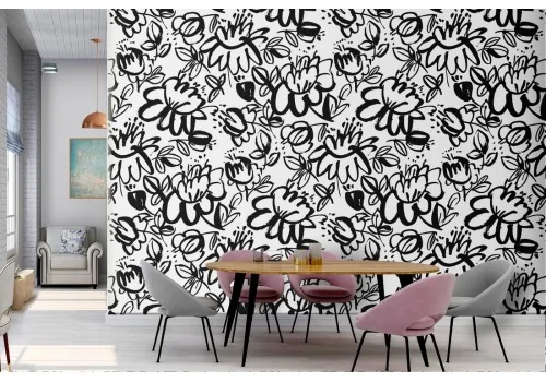 Wallpaper decoration modern abstract flowers.