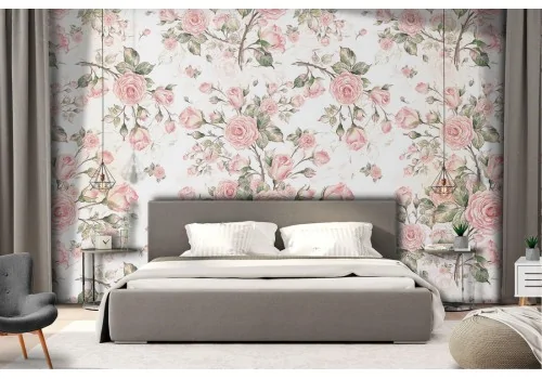 Wallpaper decoration vintage roses flowers.