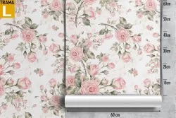Carta da Parati decorazione fiori rose vintage.