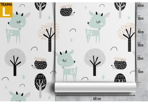 Wallpaper decoration children animals and trees. 2