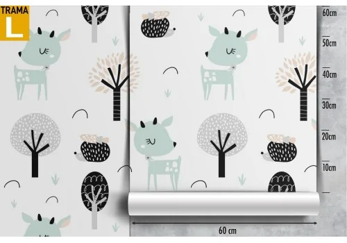 Wallpaper decoration children animals and trees. 2
