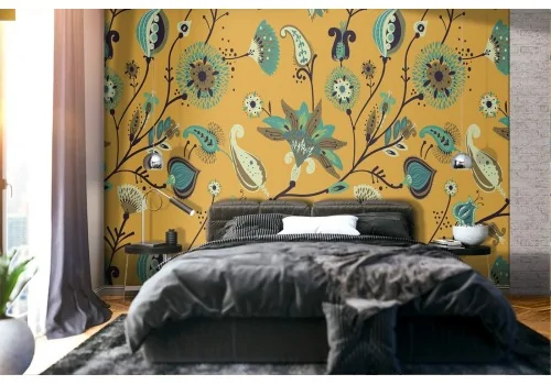 Vintage '80s nature leaves wallpaper.