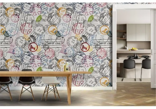 Modern wallpaper decoration postal stamps.