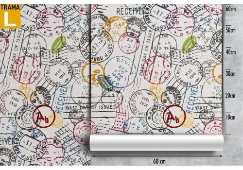 Carta da Parati decorazione moderna bolli postali. 2