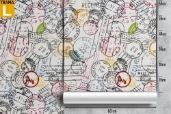Modern wallpaper decoration postal stamps.