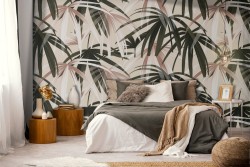 Tropical palm nature wallpaper decoration.