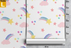 Carta da Parati decorazione bambini stelle e arcobaleni.