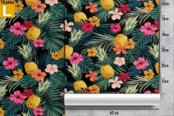 Wallpaper decoration with vintage flowers and leaves.