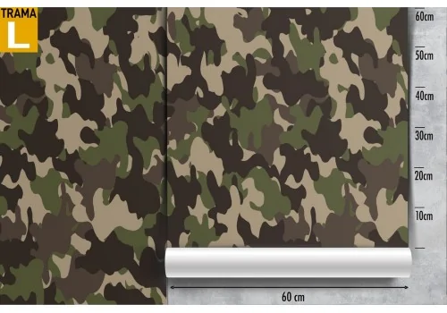 Carta da Parati decorazione camo militare marrone. 2