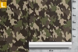 Carta da Parati decorazione camo militare marrone.
