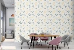 Carta da Parati decorazione fiori stilizzati anni '80.