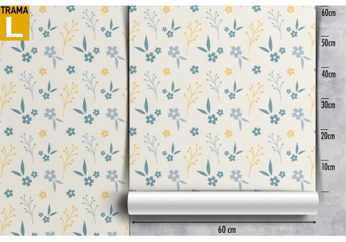 Carta da Parati decorazione fiori stilizzati anni '80. 2