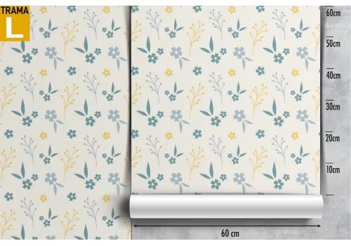 Carta da Parati decorazione fiori stilizzati anni '80. 2