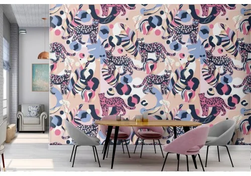 Wallpaper decoration abstract tigers from the '70s.