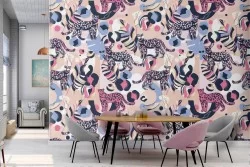 Wallpaper decoration abstract tigers 70s.
