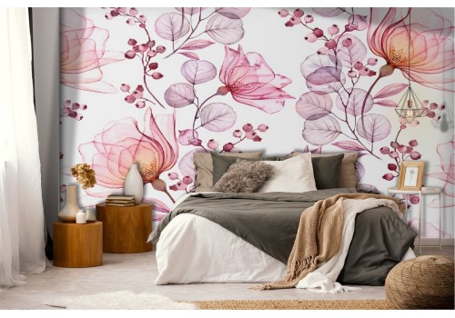 Wallpaper decoration nature pink flowers.