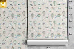 Wallpaper Decorations and Patterns Airplanes Rockets Hot Air Balloons