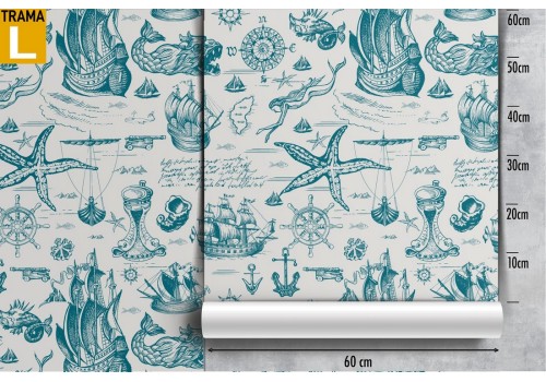 Wallpaper decoration mermaids and sailing ships. 2