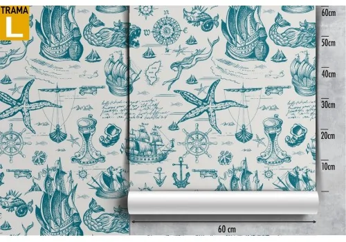 Wallpaper decoration mermaids and sailing ships. 2