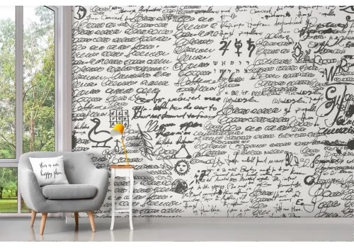 Carta da Parati decorazione simboli e scritte.