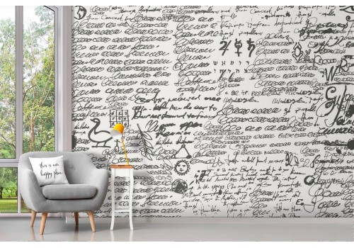 Wallpaper decoration symbols and writings.