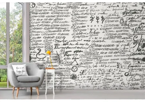 Wallpaper decoration symbols and writings.