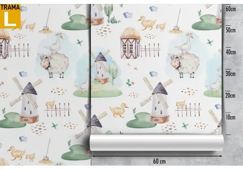 Wallpaper decoration children animals countryside. 2