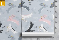 Carta da Parati coniglietti pattern camera bambini.