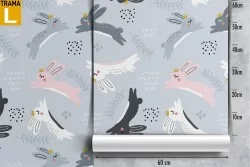 Carta da Parati coniglietti pattern camera bambini.