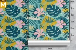 Tropical Nature Flowers Leaves Wallpaper