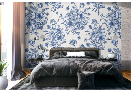 Carta da Parati decorazione fiori natura vintage.