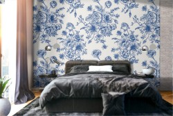 Carta da Parati decorazione fiori natura vintage.