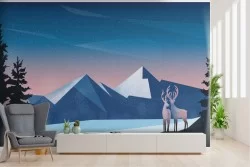 Wallpaper landscape stylized forest deer