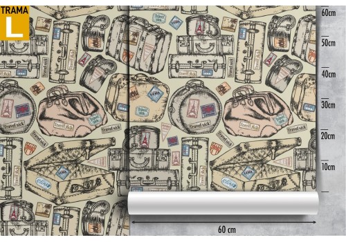 Vintage suitcase pattern wallpaper. 2