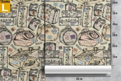 Vintage suitcase pattern wallpaper.