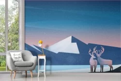 Wallpaper landscape stylized forest deer