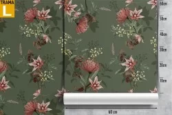 Carta da Parati ppattern natura fiori rosa vintage.