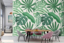 Tropical large leaves wallpaper decoration.