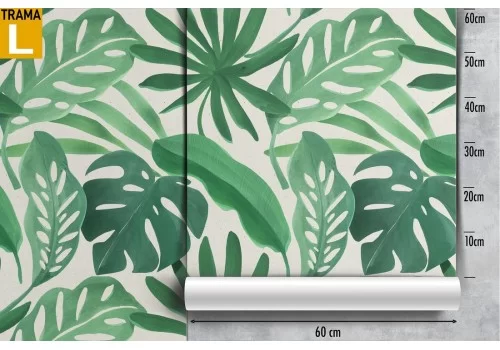 Carta da Parati decorazione grandi foglie tropicali. 2