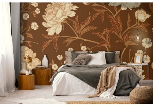 Wallpaper decoration white flowers vintage nature.