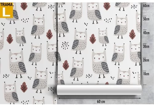 Carta da Parati bambini gufi stilizzati pattern. 2